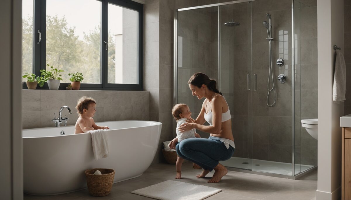 Guide pratique : laver bébé en toute sécurité dans une douche italienne, étape par étape